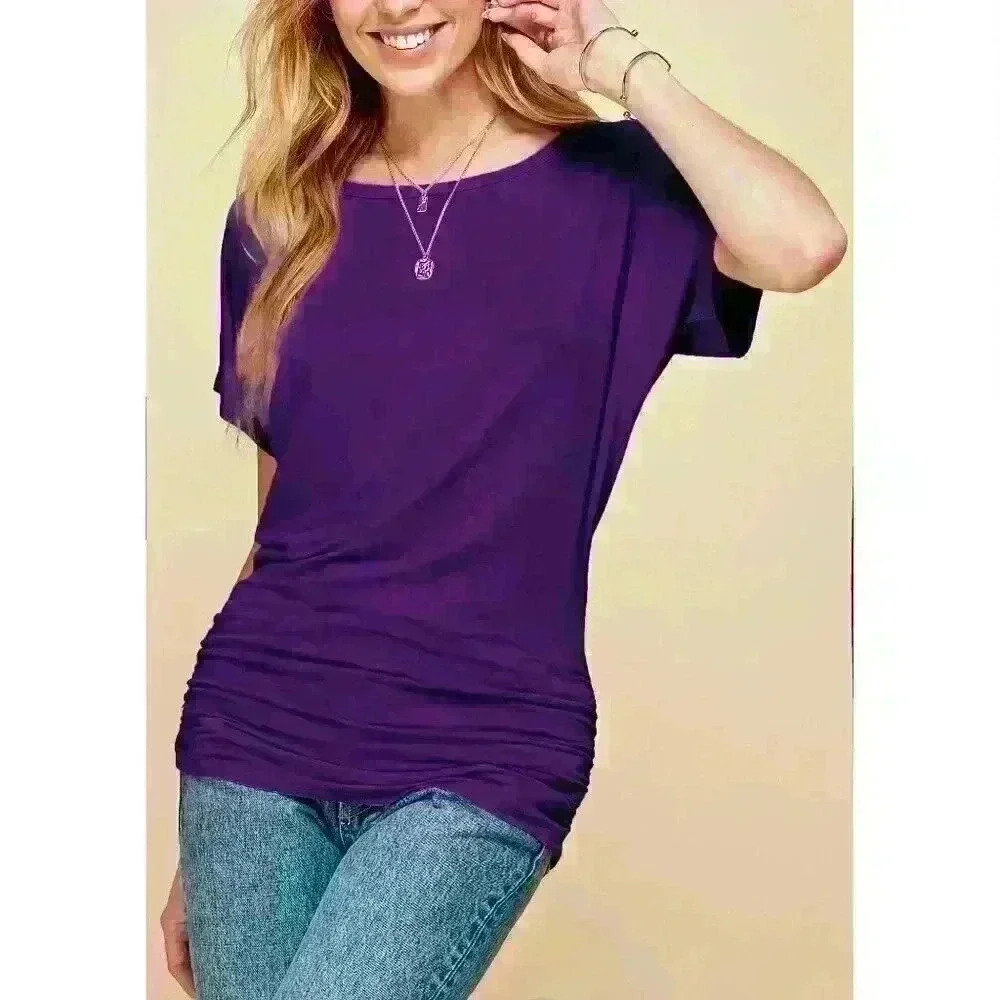 Made by‎ Johnny Dolman Drape Top with Side Shirring DARK_PURPLE Size Medium
